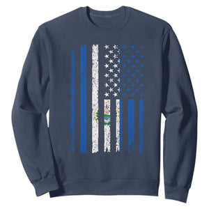 Salvadoran America Flag Sweatshirt El Salvador USA Patriotic TS10 Navy Print Your Wear