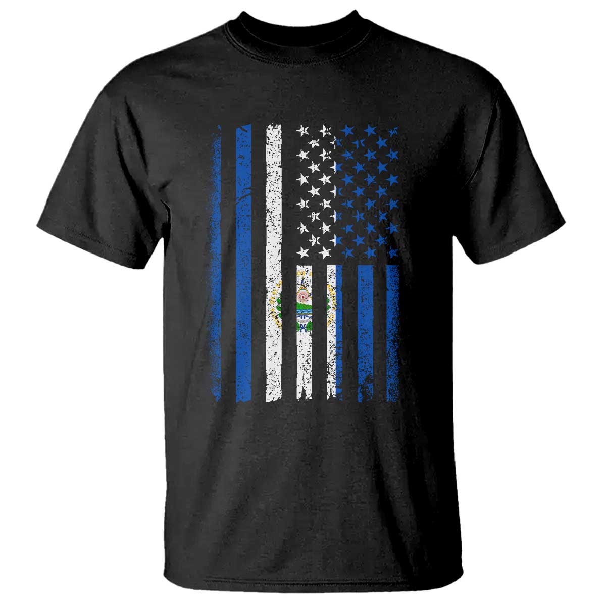 Salvadoran America Flag T Shirt El Salvador USA Patriotic TS10 Black Print Your Wear