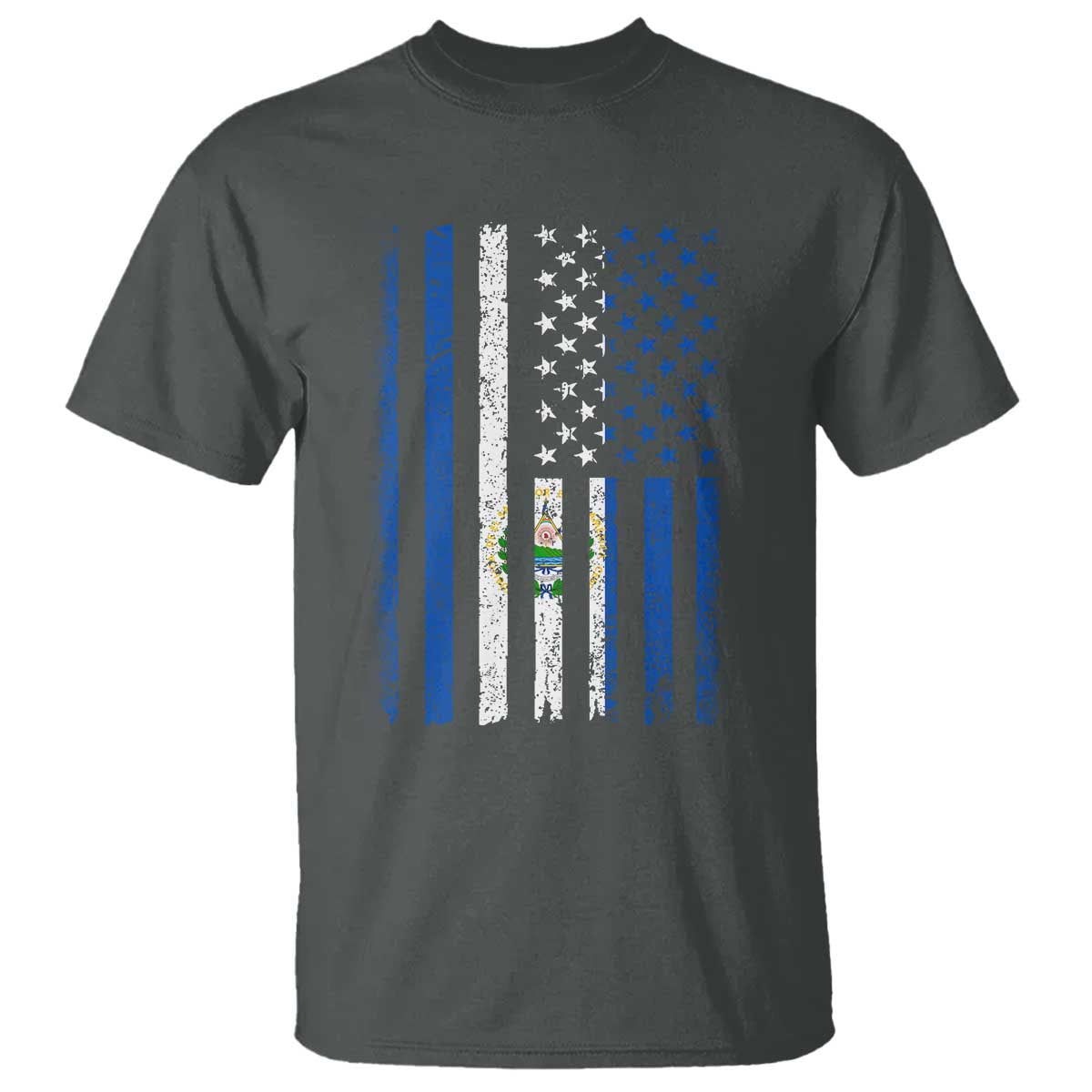 Salvadoran America Flag T Shirt El Salvador USA Patriotic TS10 Dark Heather Print Your Wear