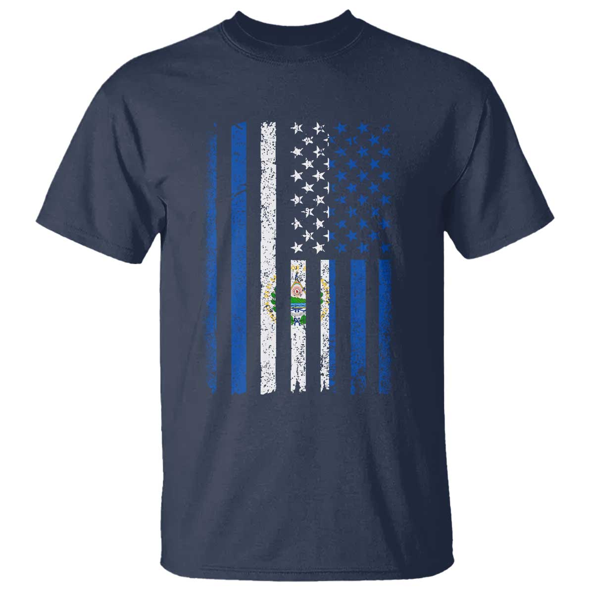 Salvadoran America Flag T Shirt El Salvador USA Patriotic TS10 Navy Print Your Wear