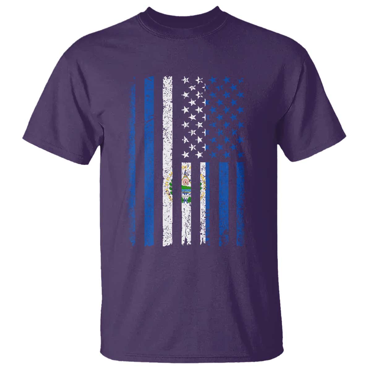 Salvadoran America Flag T Shirt El Salvador USA Patriotic TS10 Purple Print Your Wear
