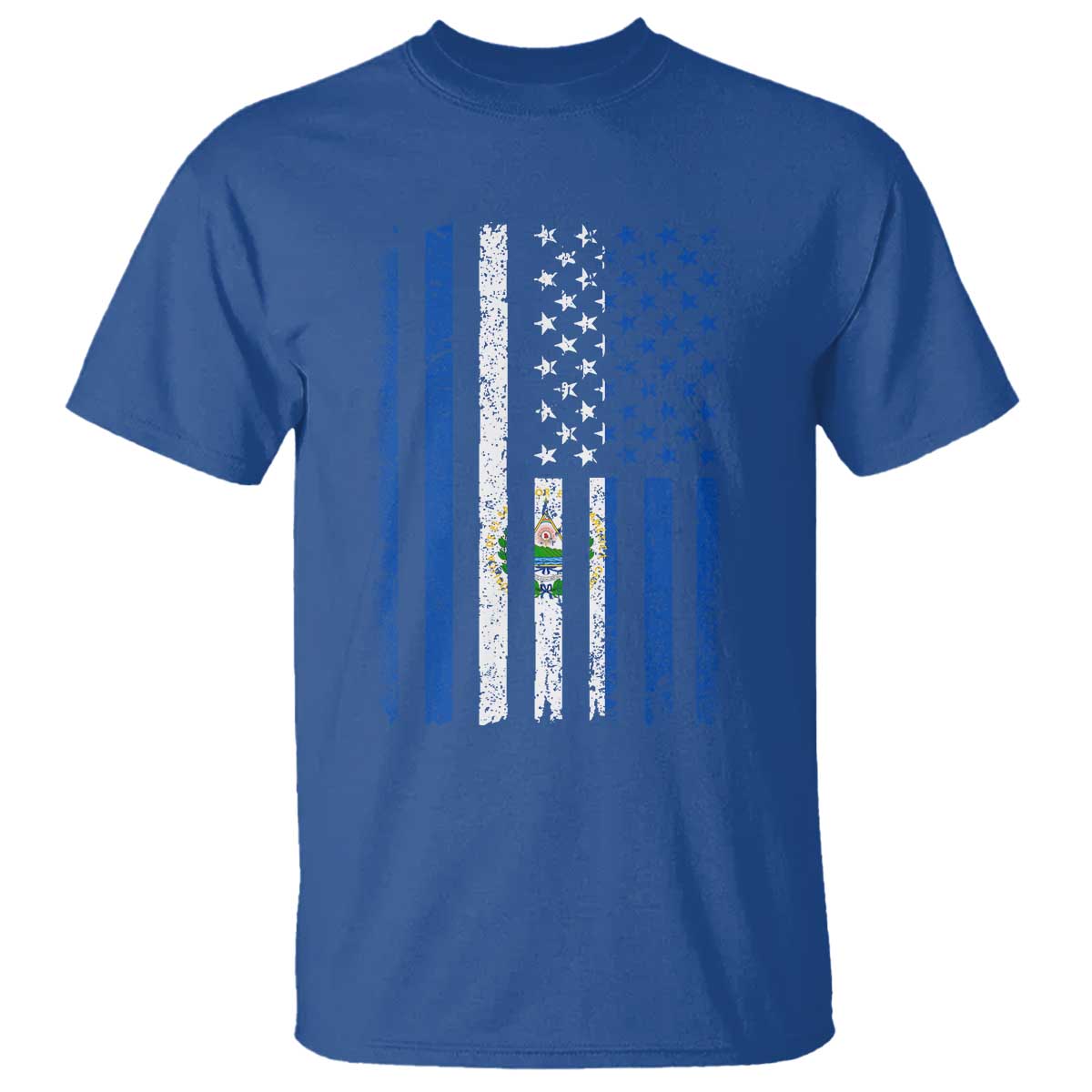 Salvadoran America Flag T Shirt El Salvador USA Patriotic TS10 Royal Blue Print Your Wear