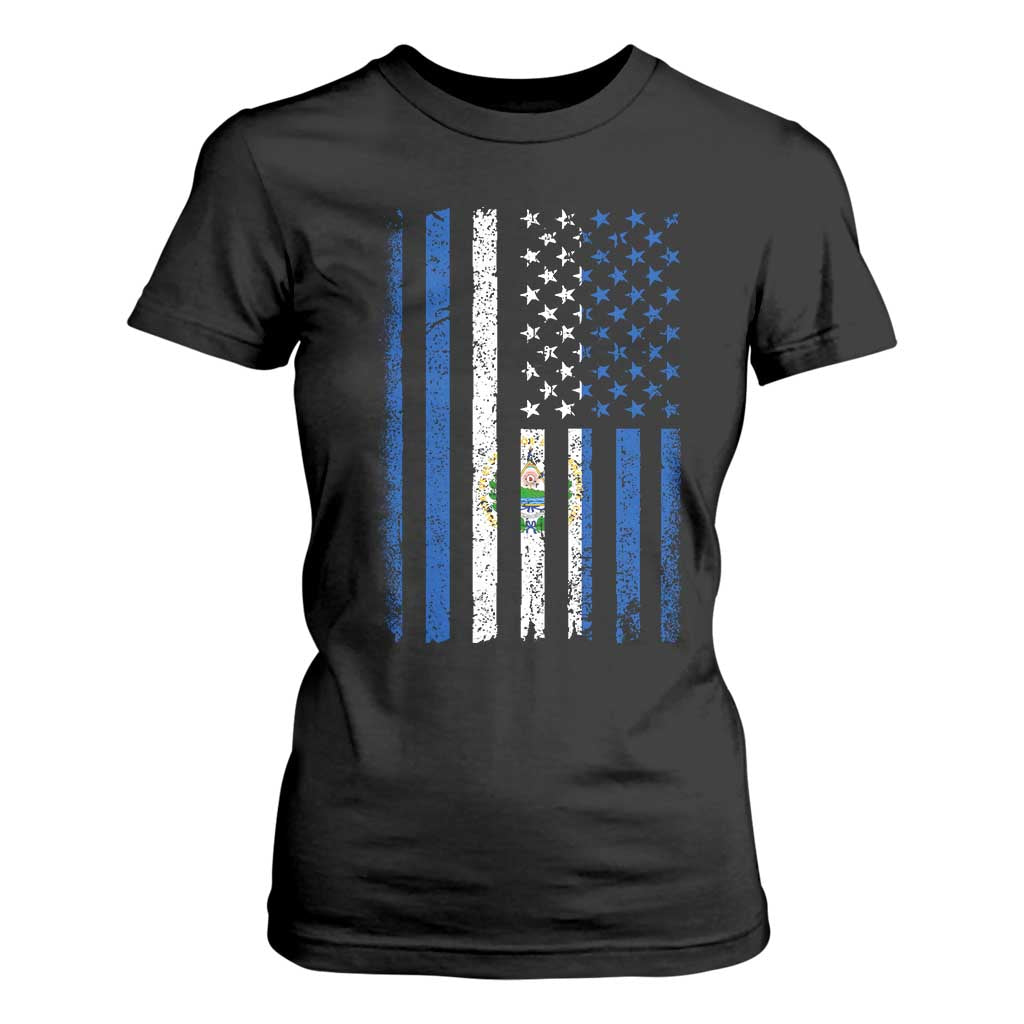 Salvadoran America Flag T Shirt For Women El Salvador USA Patriotic TS10 Black Print Your Wear