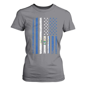 Salvadoran America Flag T Shirt For Women El Salvador USA Patriotic TS10 Charcoal Print Your Wear