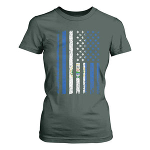 Salvadoran America Flag T Shirt For Women El Salvador USA Patriotic TS10 Dark Forest Green Print Your Wear