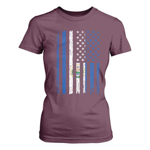 Salvadoran America Flag T Shirt For Women El Salvador USA Patriotic TS10 Maroon Print Your Wear