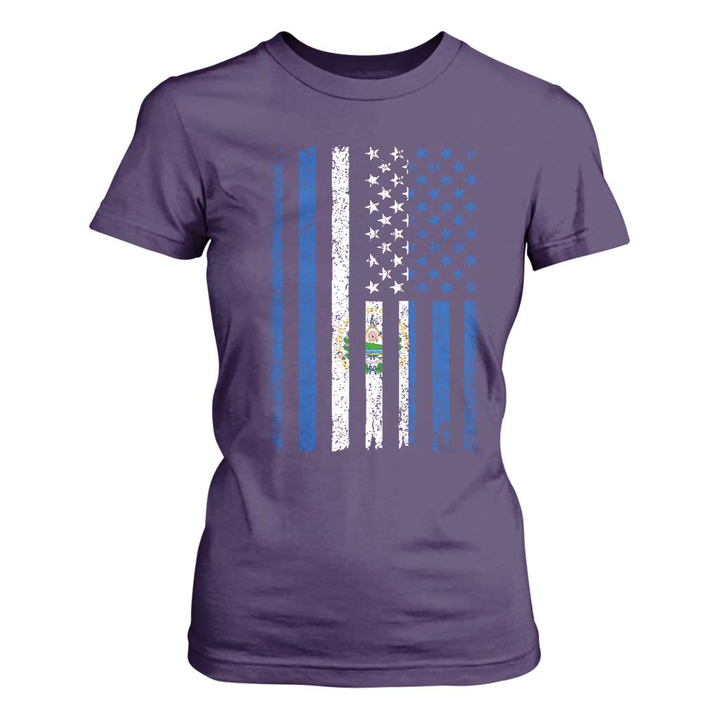 Salvadoran America Flag T Shirt For Women El Salvador USA Patriotic TS10 Purple Print Your Wear