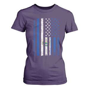 Salvadoran America Flag T Shirt For Women El Salvador USA Patriotic TS10 Purple Print Your Wear