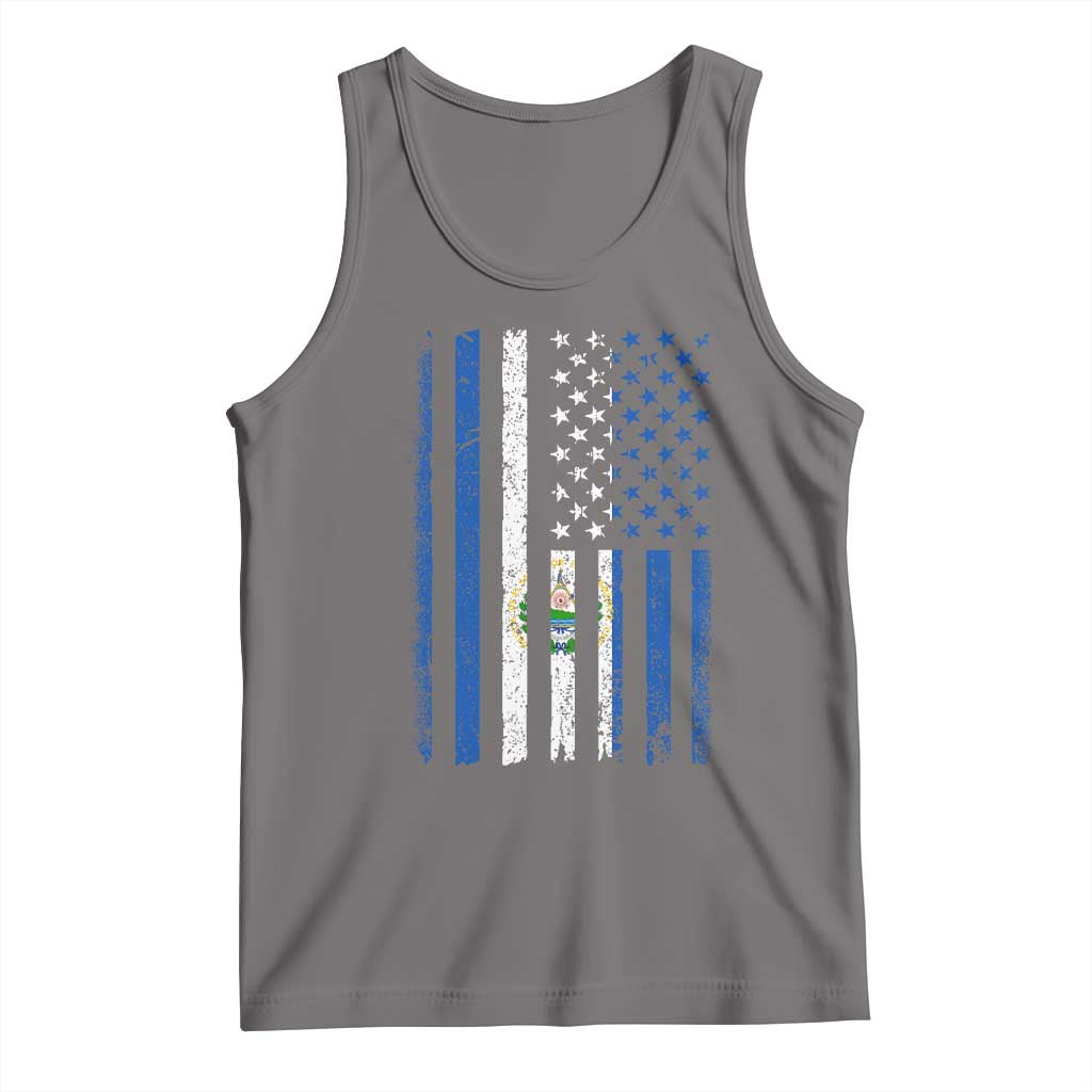 Salvadoran America Flag Tank Top El Salvador USA Patriotic TS10 Deep Heather Print Your Wear