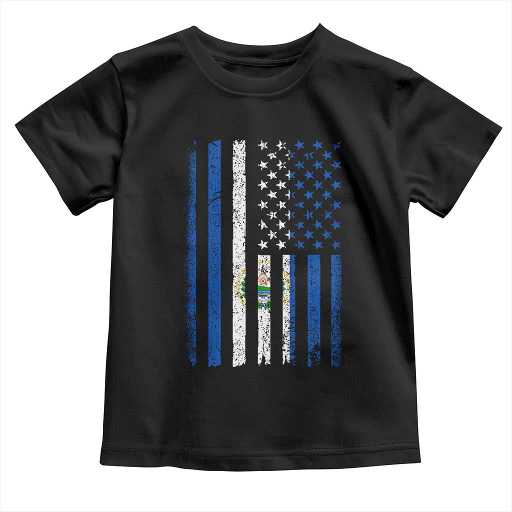Salvadoran America Flag Toddler T Shirt El Salvador USA Patriotic TS10 Black Print Your Wear
