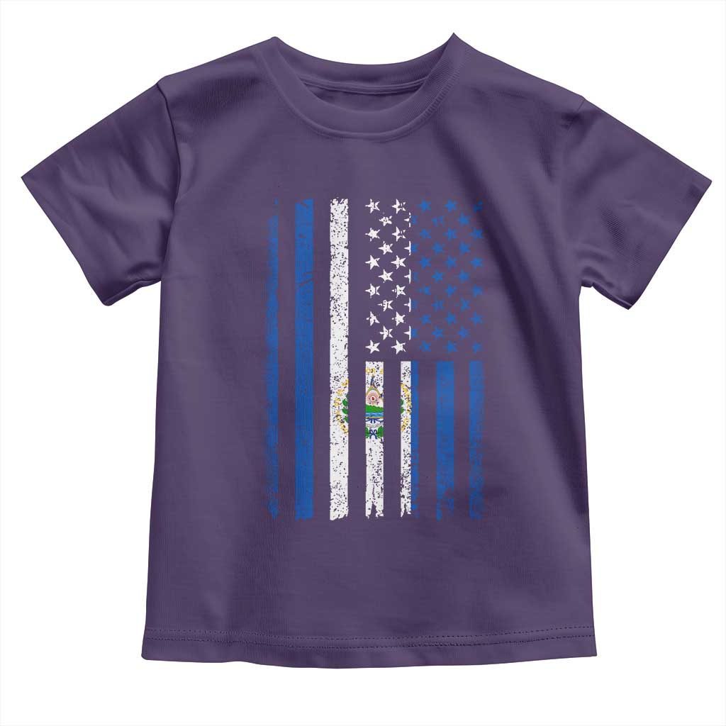 Salvadoran America Flag Toddler T Shirt El Salvador USA Patriotic TS10 Purple Print Your Wear