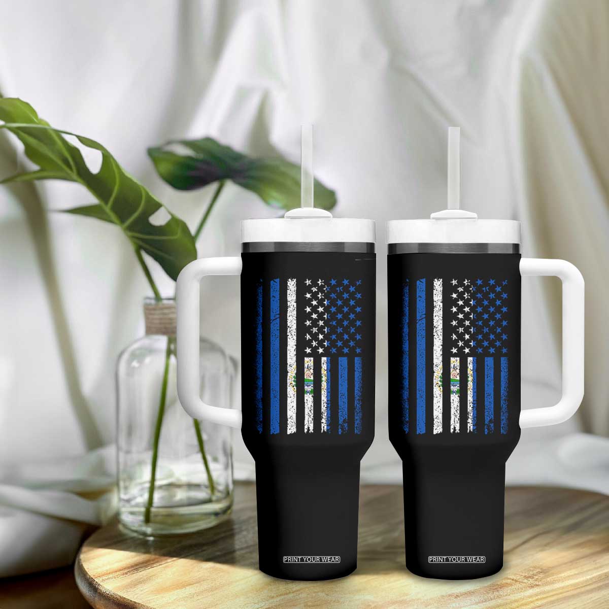 Salvadoran America Flag Tumbler With Handle El Salvador USA Patriotic TS10 Print Your Wear