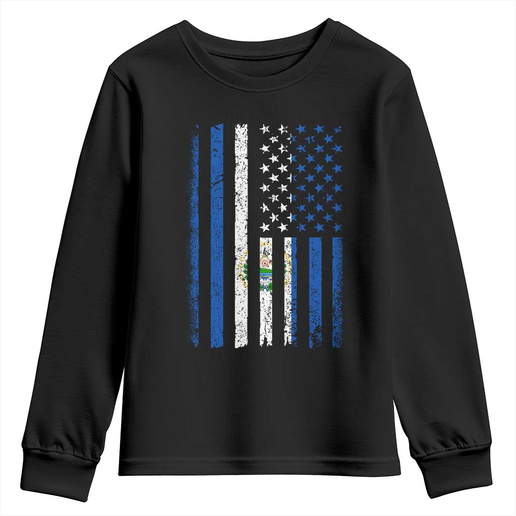 Salvadoran America Flag Youth Sweatshirt El Salvador USA Patriotic TS10 Black Print Your Wear