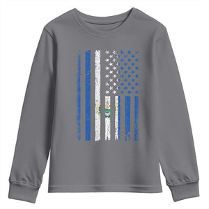 Salvadoran America Flag Youth Sweatshirt El Salvador USA Patriotic TS10 Charcoal Print Your Wear