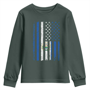 Salvadoran America Flag Youth Sweatshirt El Salvador USA Patriotic TS10 Dark Forest Green Print Your Wear