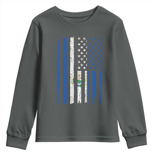Salvadoran America Flag Youth Sweatshirt El Salvador USA Patriotic TS10 Dark Heather Print Your Wear
