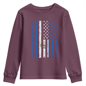 Salvadoran America Flag Youth Sweatshirt El Salvador USA Patriotic TS10 Maroon Print Your Wear
