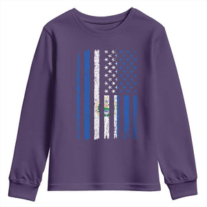 Salvadoran America Flag Youth Sweatshirt El Salvador USA Patriotic TS10 Purple Print Your Wear