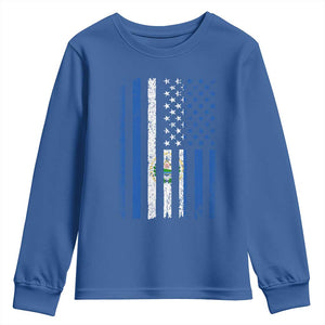 Salvadoran America Flag Youth Sweatshirt El Salvador USA Patriotic TS10 Royal Blue Print Your Wear