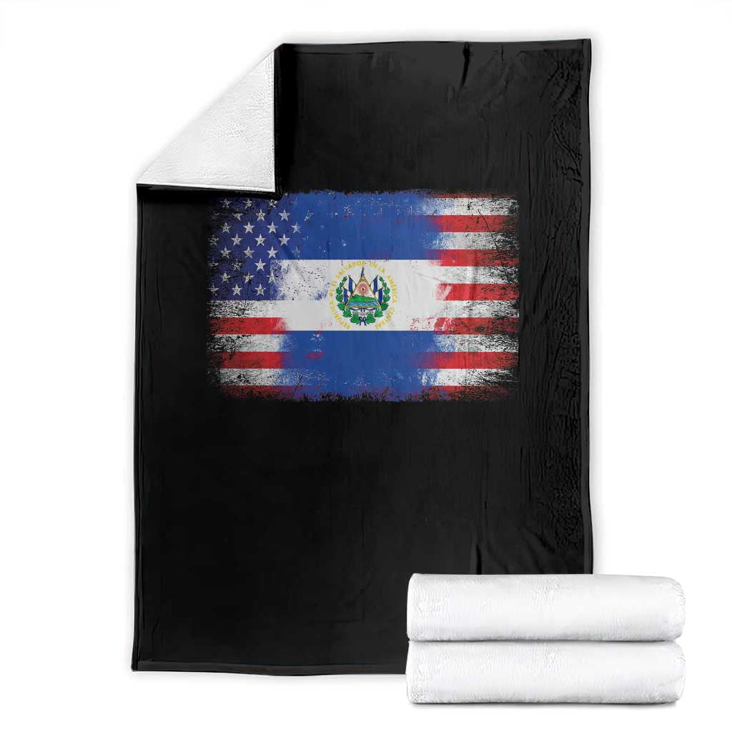 El Salvador American Flag Throw Blanket Distressed Grunge USA Salvadoran Pride TS10 Black Print Your Wear