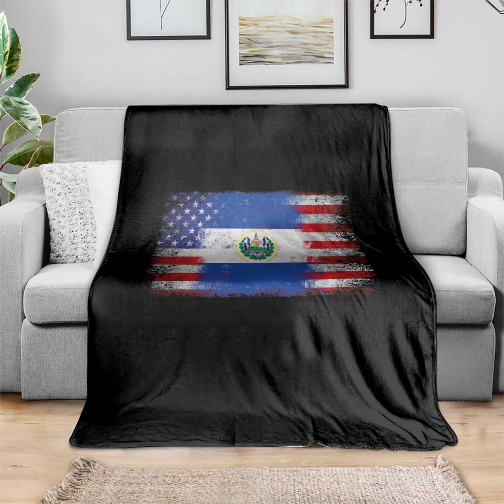 El Salvador American Flag Throw Blanket Distressed Grunge USA Salvadoran Pride TS10 Print Your Wear