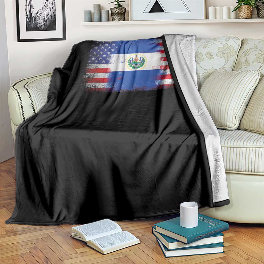 El Salvador American Flag Throw Blanket Distressed Grunge USA Salvadoran Pride TS10 Print Your Wear