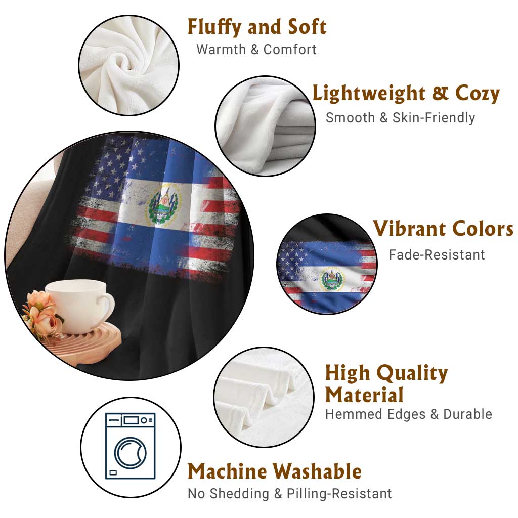 El Salvador American Flag Throw Blanket Distressed Grunge USA Salvadoran Pride TS10 Print Your Wear