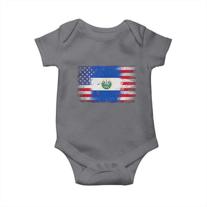 El Salvador American Flag Baby Onesie Distressed Grunge USA Salvadoran Pride TS10 Charcoal Print Your Wear