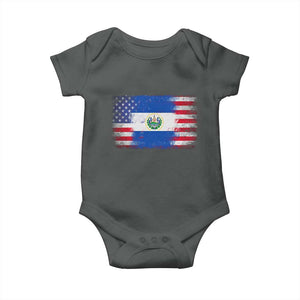 El Salvador American Flag Baby Onesie Distressed Grunge USA Salvadoran Pride TS10 Dark Heather Print Your Wear