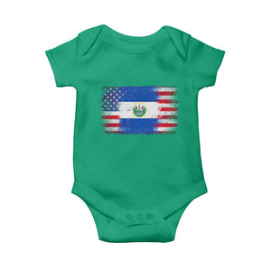 El Salvador American Flag Baby Onesie Distressed Grunge USA Salvadoran Pride TS10 Irish Green Print Your Wear
