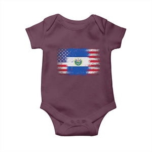 El Salvador American Flag Baby Onesie Distressed Grunge USA Salvadoran Pride TS10 Maroon Print Your Wear