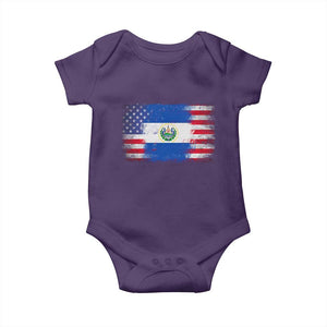 El Salvador American Flag Baby Onesie Distressed Grunge USA Salvadoran Pride TS10 Purple Print Your Wear
