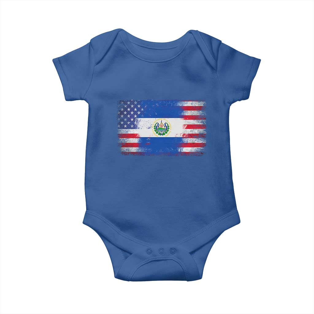 El Salvador American Flag Baby Onesie Distressed Grunge USA Salvadoran Pride TS10 Royal Blue Print Your Wear