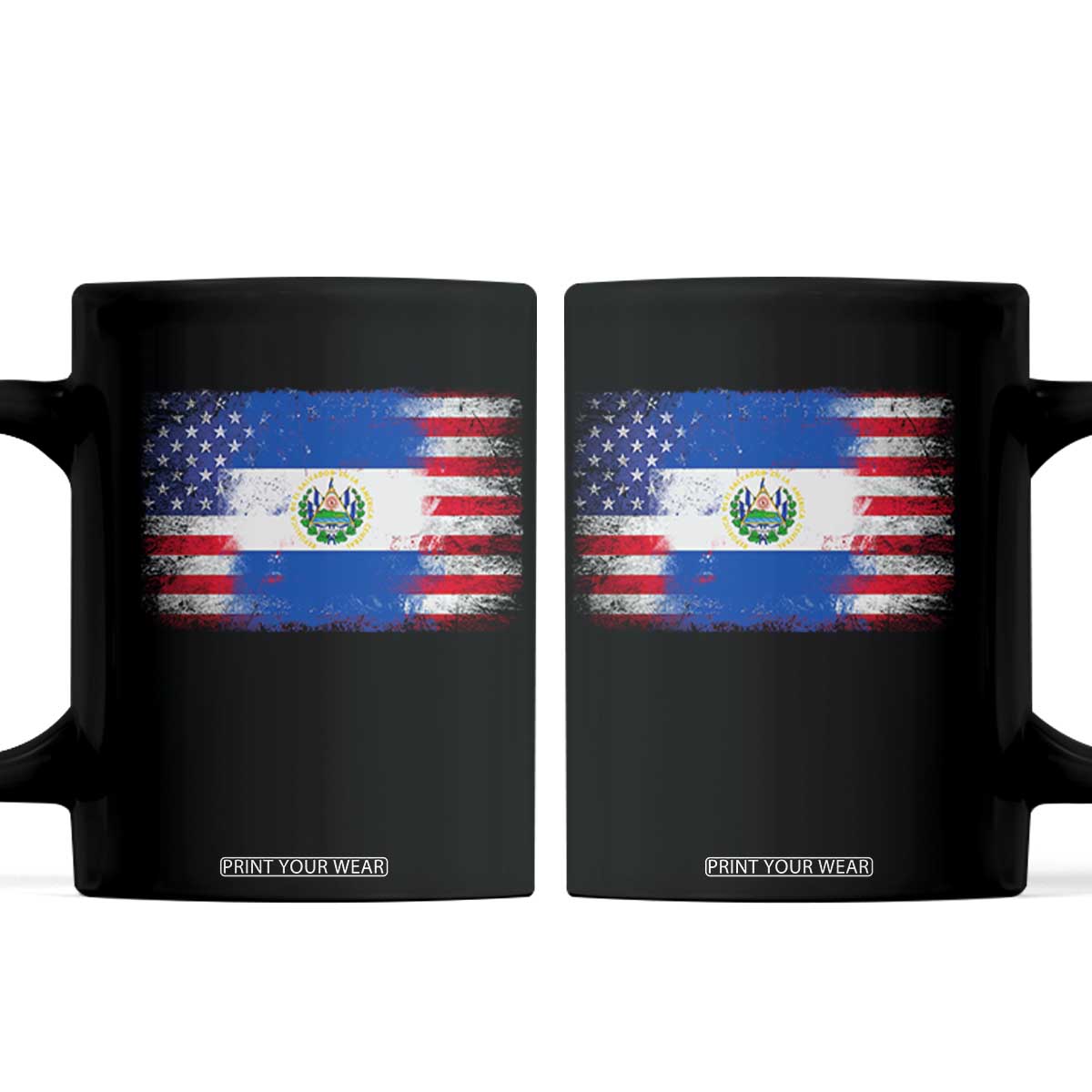 El Salvador American Flag Coffee Mug Distressed Grunge USA Salvadoran Pride TS10 Black Print Your Wear