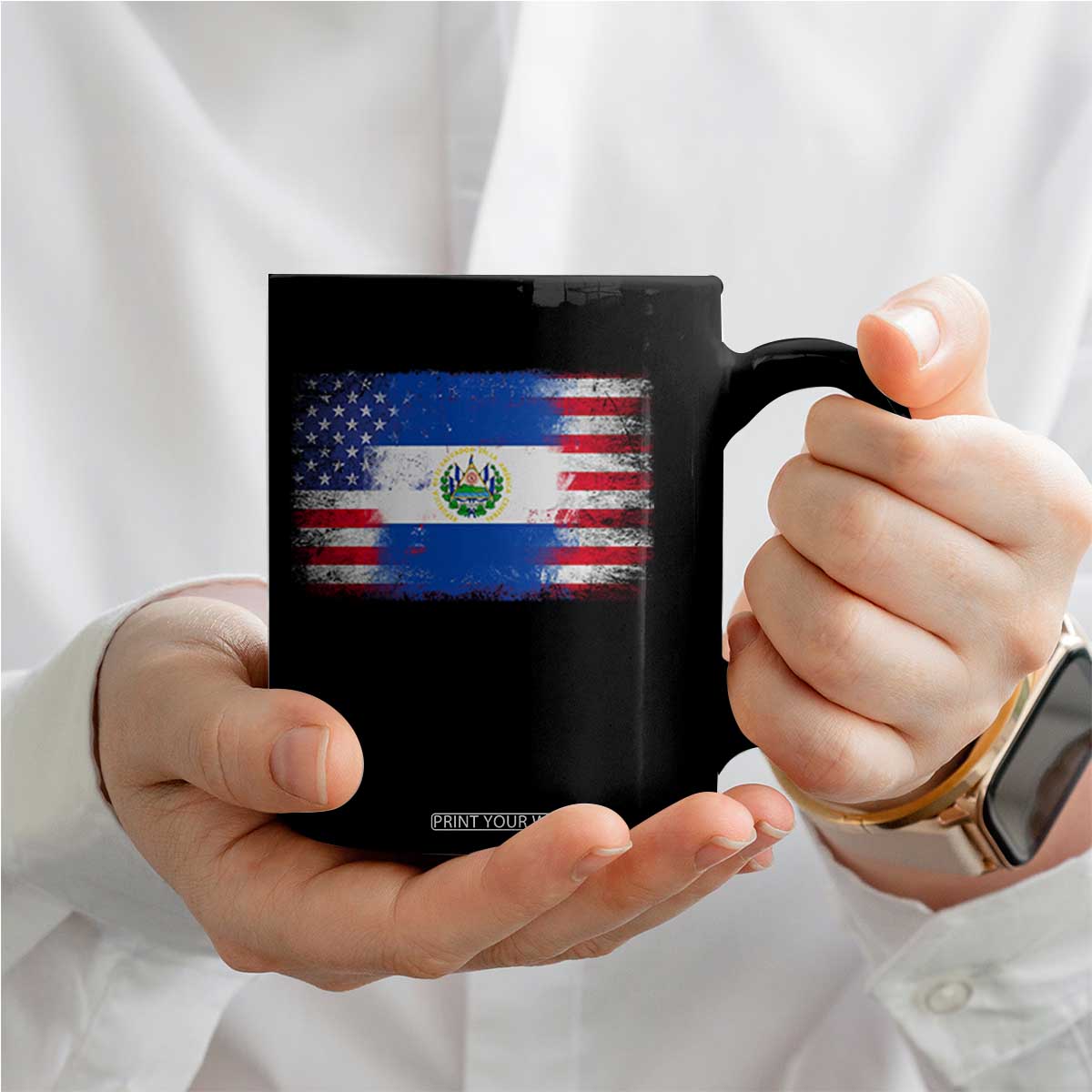 El Salvador American Flag Coffee Mug Distressed Grunge USA Salvadoran Pride TS10 Print Your Wear