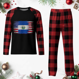 El Salvador American Flag Plaid Pajama Set Distressed Grunge USA Salvadoran Pride TS10 Buffalo Plaid Print Your Wear
