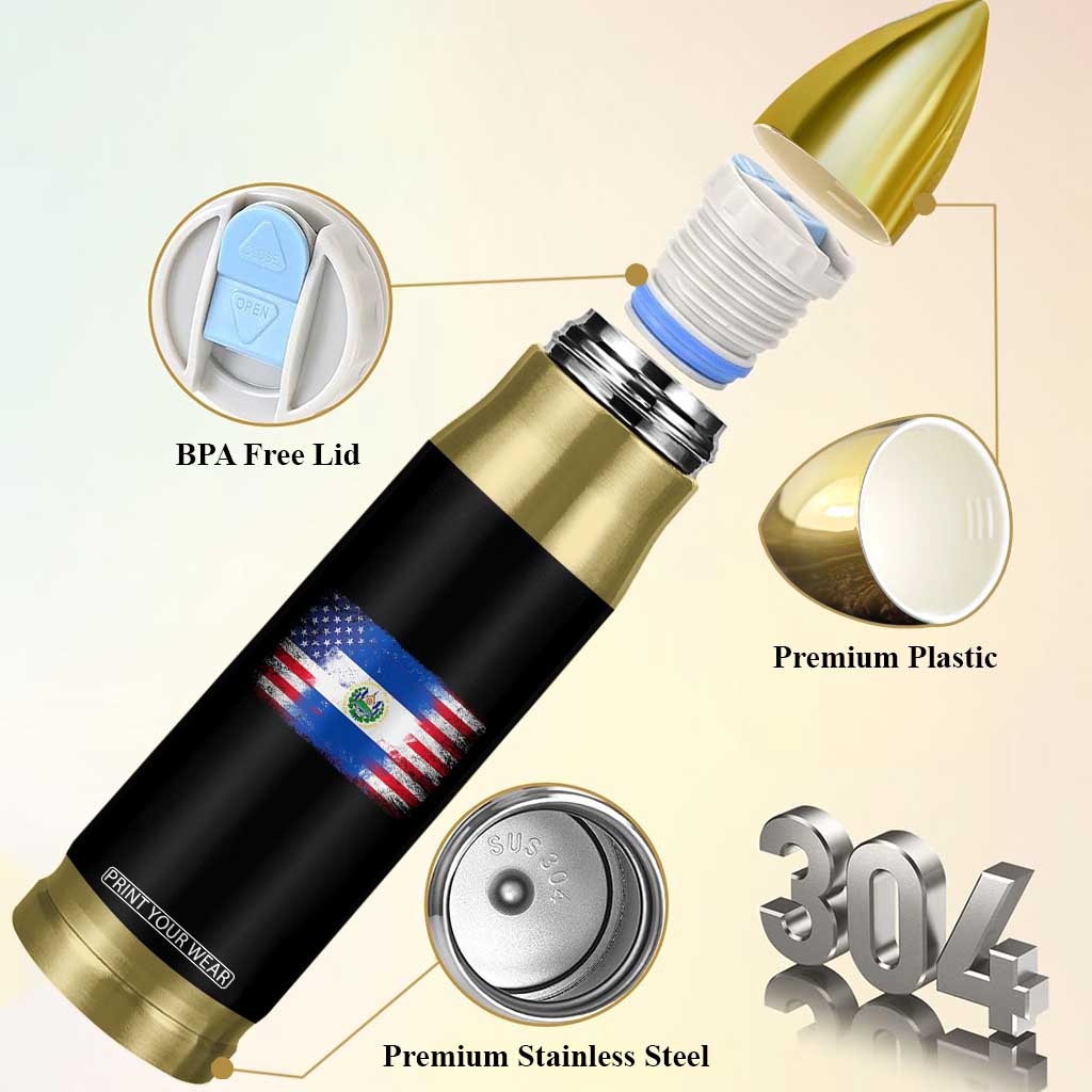 El Salvador American Flag Bullet Tumbler Distressed Grunge USA Salvadoran Pride TS10 Print Your Wear