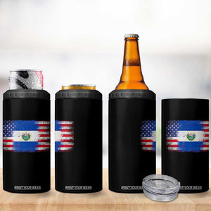 El Salvador American Flag 4 in 1 Can Cooler Tumbler Distressed Grunge USA Salvadoran Pride TS10 Print Your Wear