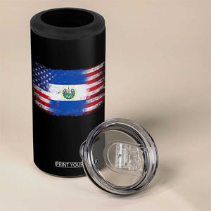 El Salvador American Flag 4 in 1 Can Cooler Tumbler Distressed Grunge USA Salvadoran Pride TS10 Print Your Wear