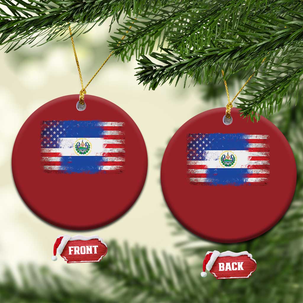 El Salvador American Flag Christmas Ornament Distressed Grunge USA Salvadoran Pride TS10 Circle Red Print Your Wear