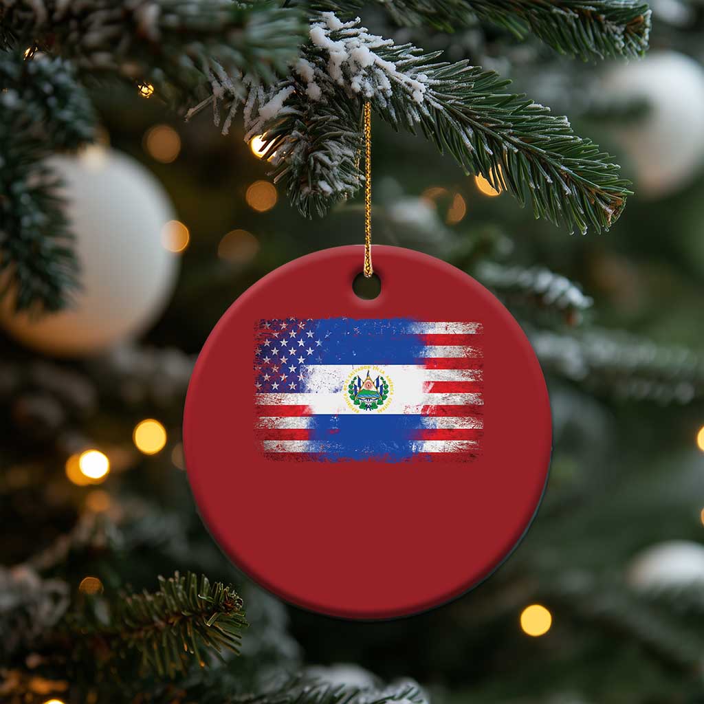 El Salvador American Flag Christmas Ornament Distressed Grunge USA Salvadoran Pride TS10 Print Your Wear