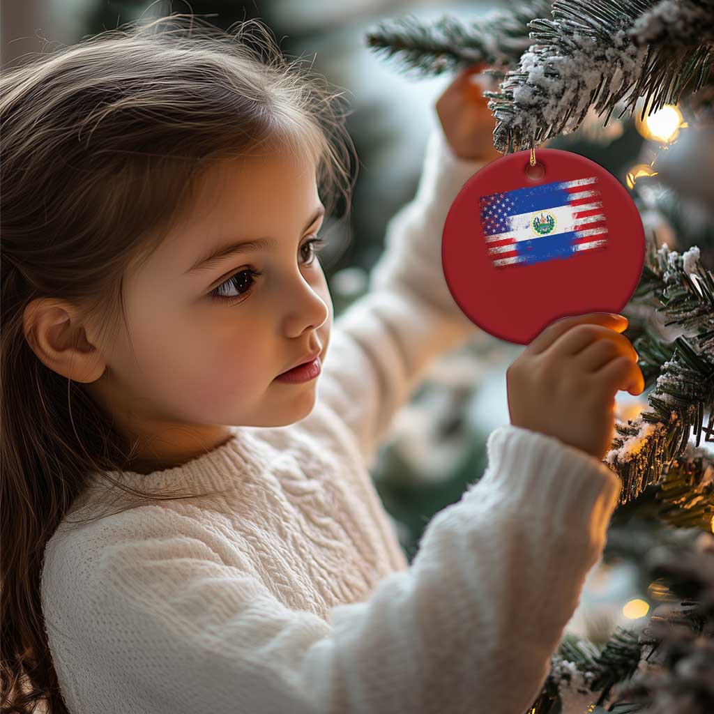 El Salvador American Flag Christmas Ornament Distressed Grunge USA Salvadoran Pride TS10 Print Your Wear