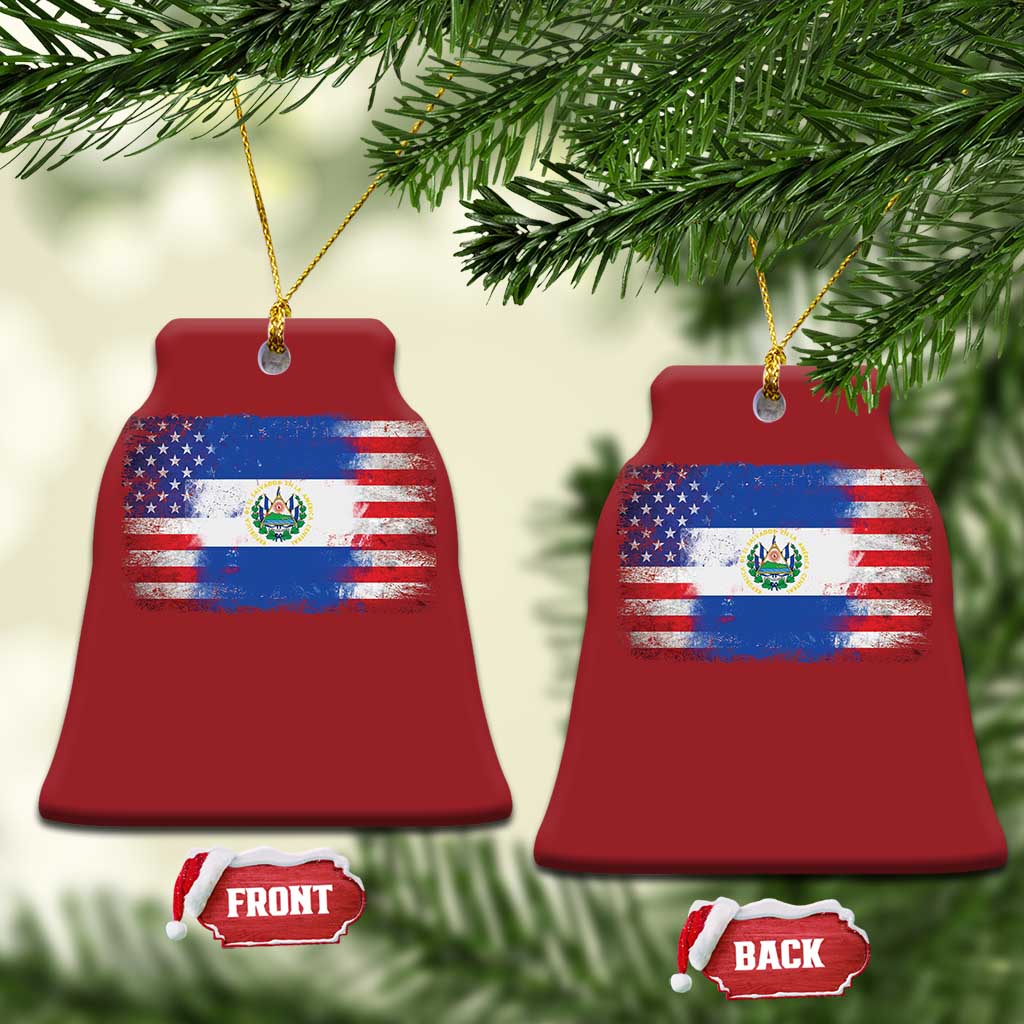 El Salvador American Flag Christmas Ornament Distressed Grunge USA Salvadoran Pride TS10 Bell Flake Red Print Your Wear