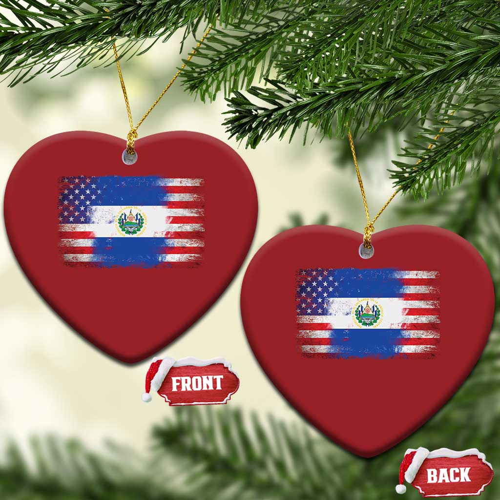 El Salvador American Flag Christmas Ornament Distressed Grunge USA Salvadoran Pride TS10 Heart Red Print Your Wear