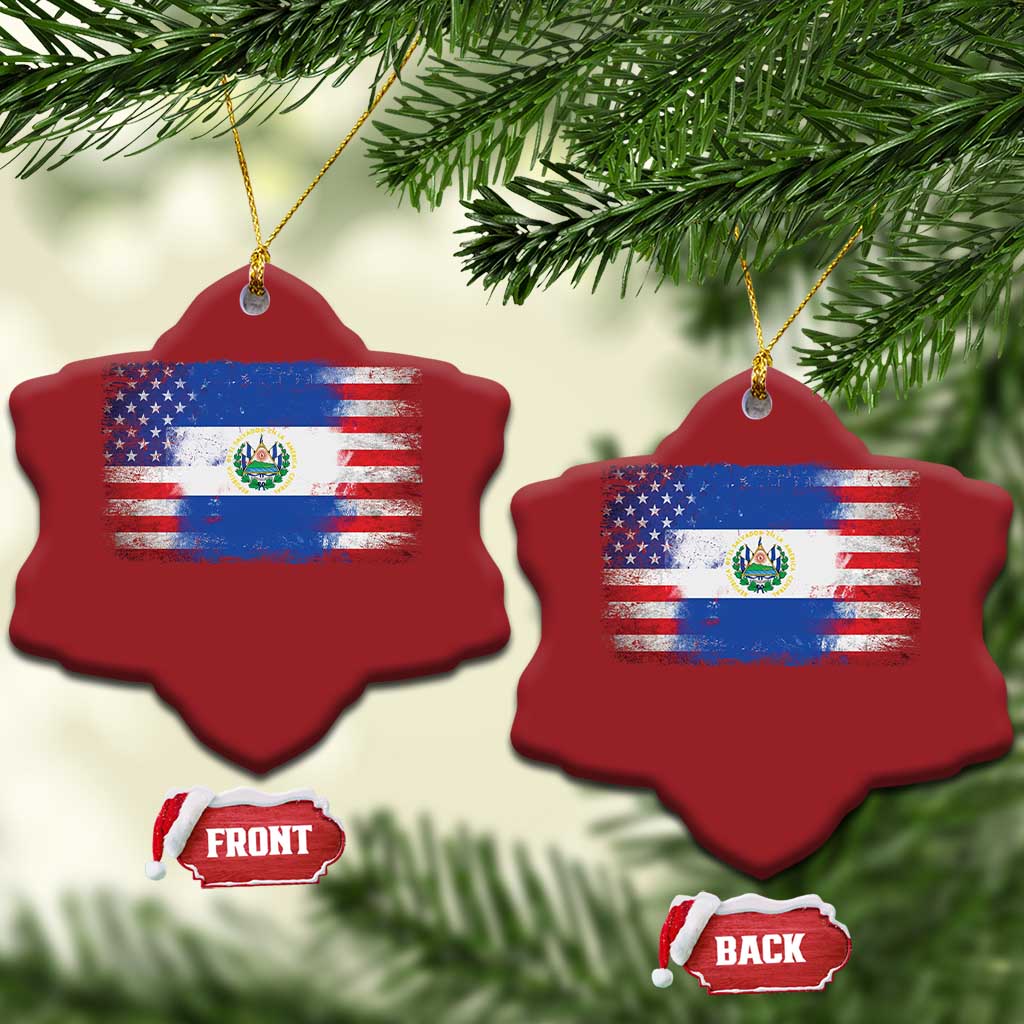 El Salvador American Flag Christmas Ornament Distressed Grunge USA Salvadoran Pride TS10 Snow Flake Red Print Your Wear