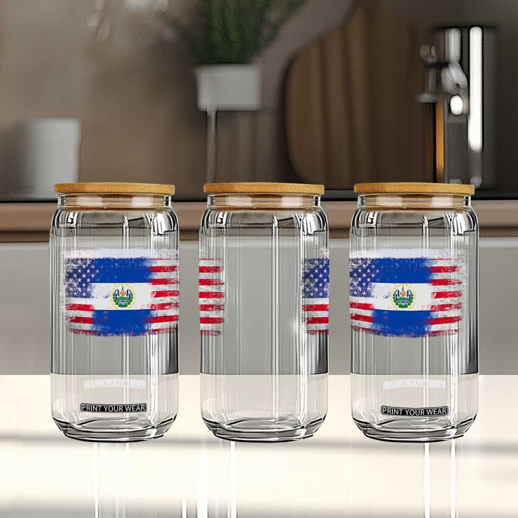 El Salvador American Flag Glass Can Distressed Grunge USA Salvadoran Pride TS10 Print Your Wear