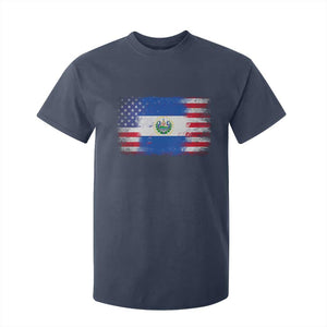 El Salvador American Flag T Shirt For Kid Distressed Grunge USA Salvadoran Pride TS10 Navy Print Your Wear