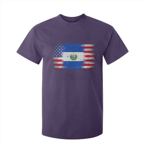 El Salvador American Flag T Shirt For Kid Distressed Grunge USA Salvadoran Pride TS10 Purple Print Your Wear