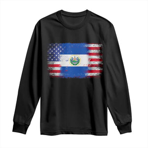 El Salvador American Flag Long Sleeve Shirt Distressed Grunge USA Salvadoran Pride TS10 Black Print Your Wear