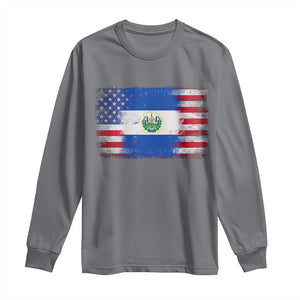 El Salvador American Flag Long Sleeve Shirt Distressed Grunge USA Salvadoran Pride TS10 Charcoal Print Your Wear